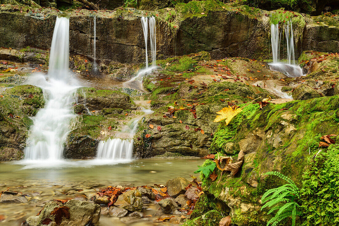Waterfall, Mangfallgebirge range, Bavarian Foothills, Upper Bavaria, Bavaria, Germany