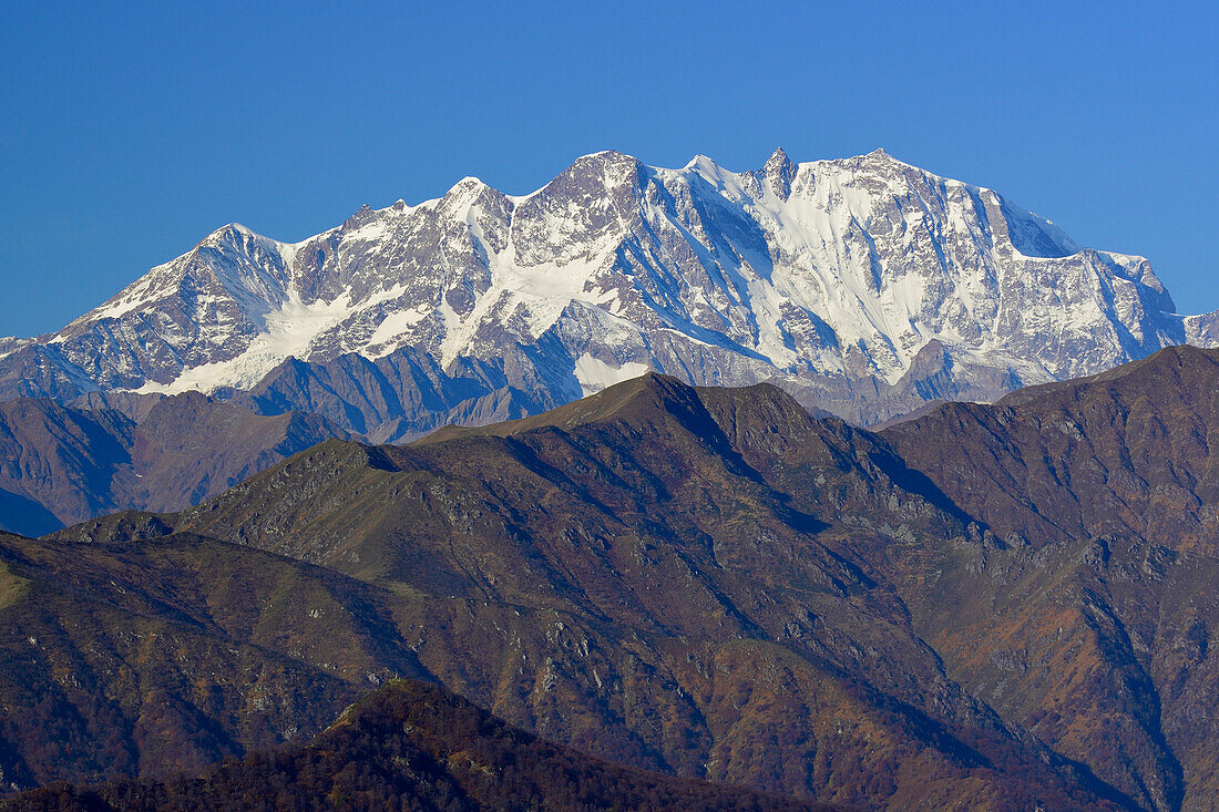 Monte Rosa, Wallis, Blick vom Mottarone, Piemont, Italien