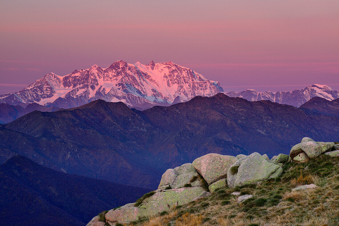 Monte Rosa, Wallis, Blick vom Mottarone, Piemont, Italien