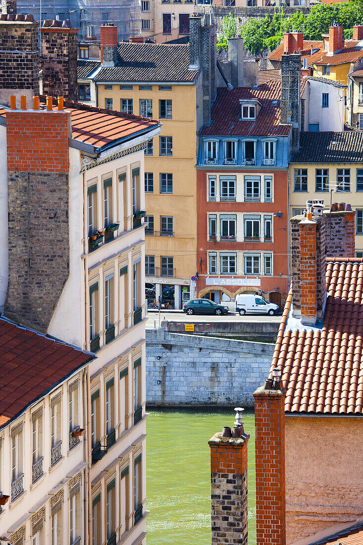 View of downtown of Lyon, Rhone Alps, France, Europe.