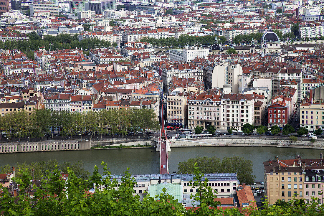 Panoramic of Lyon from Basilica Notre-Dame de Fourvière, UNESCO World Heritage, Lyon, France, Europe.