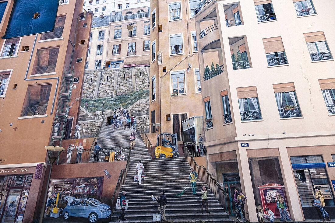 Mur des Canuts at Croix district, Lyon, … – License image – 70517522 ...