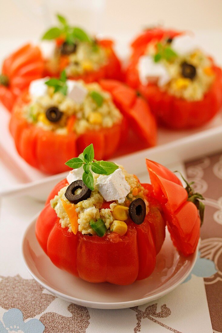Stuffed tomatoes with millet.
