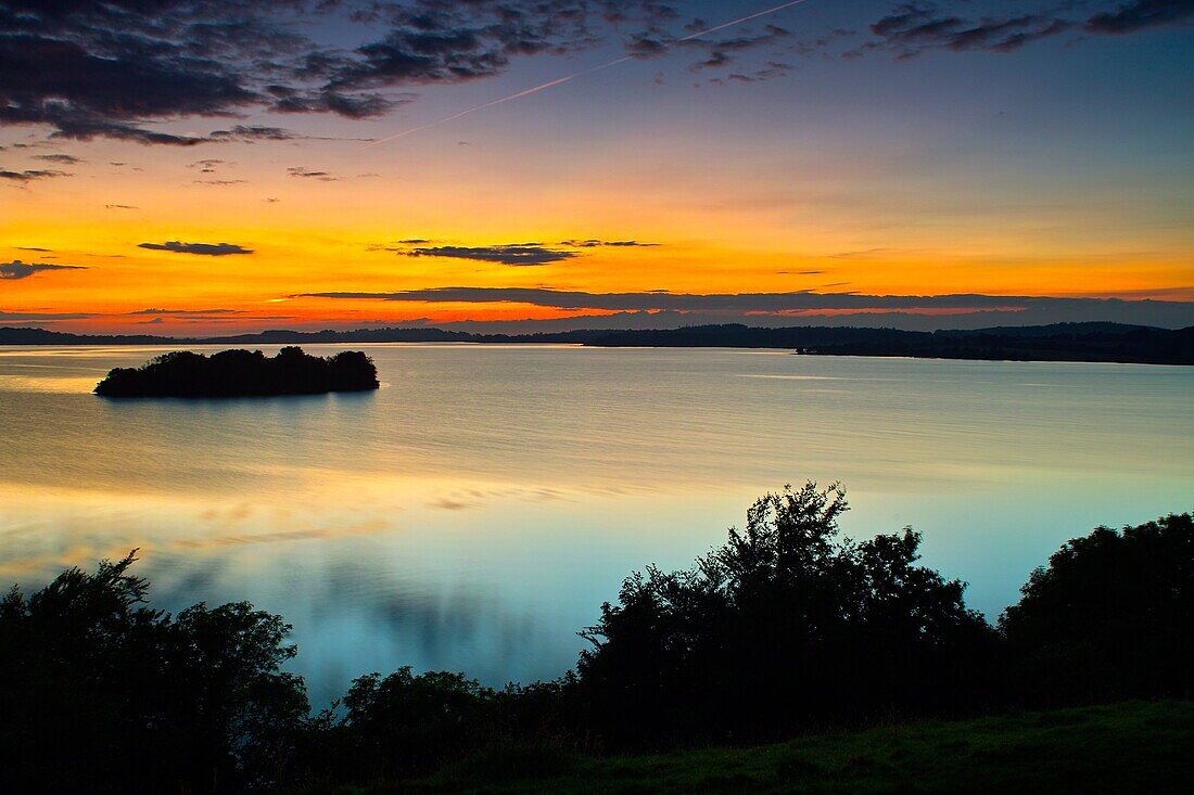 Church Island, Sunset, Lough Owel, County Westmeath, Ireland.