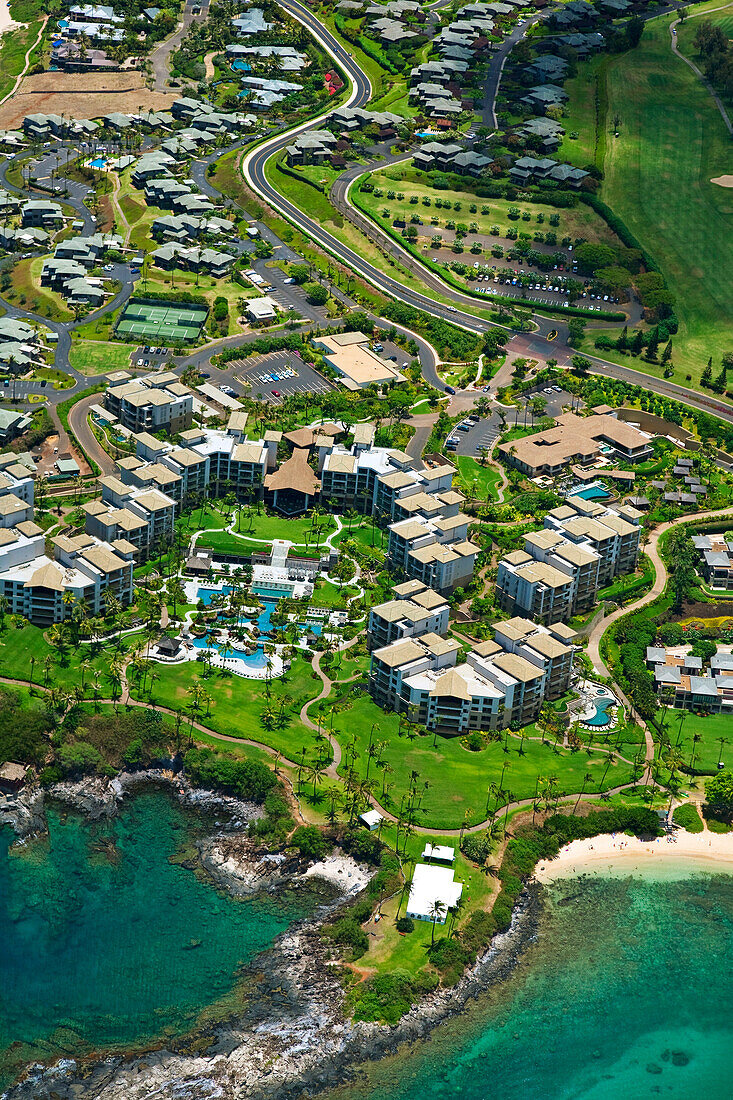Hawaii, Maui, Kapalua, Aerial Of Ritz-Carlton Residences.