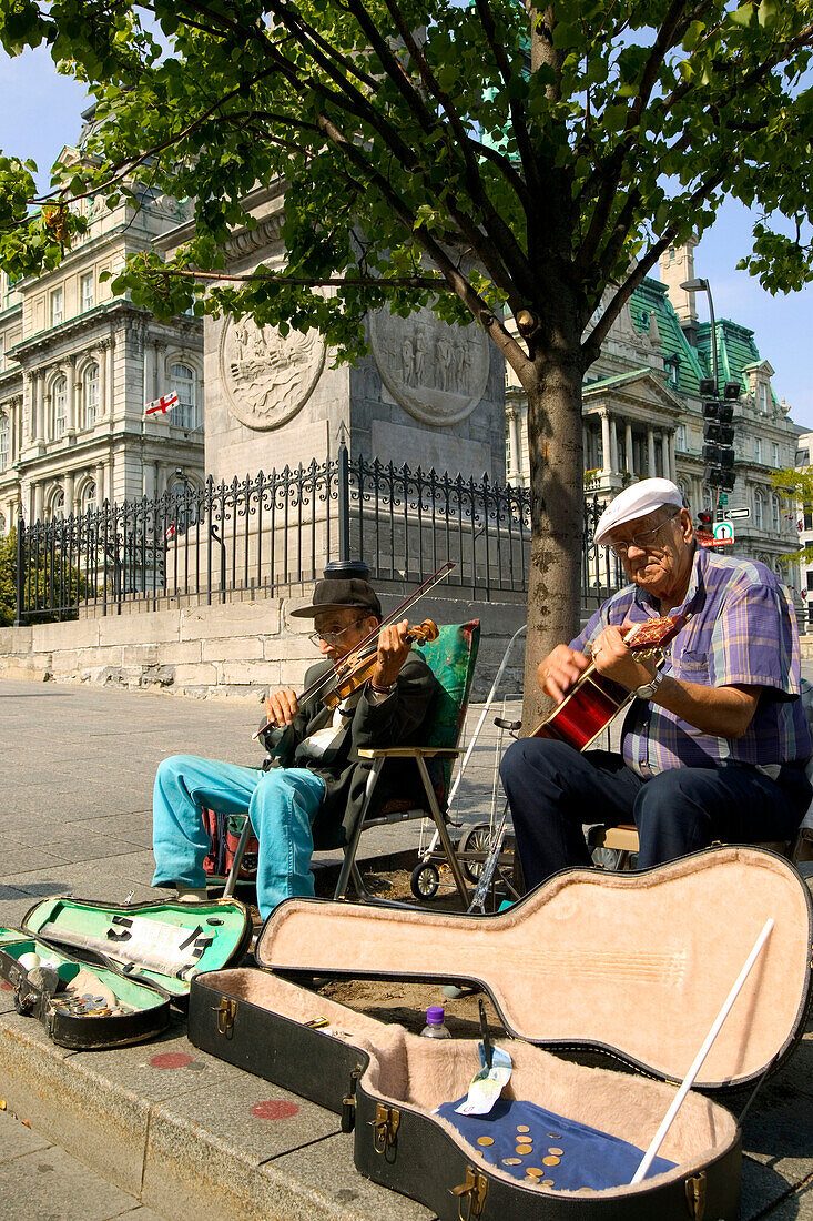 Street Musicians In Place Jacques-Cartier, Old Montreal, Quebec.