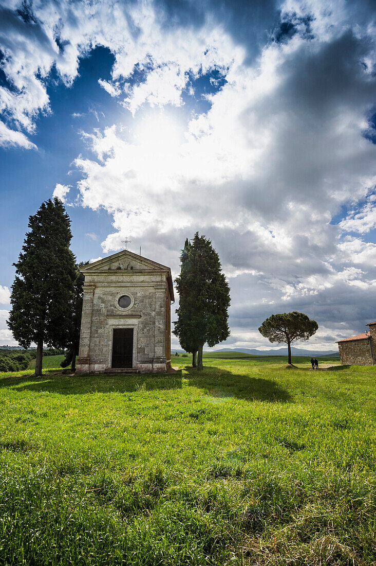 Vitaleta Kapelle, bei Pienza, Val d'Orcia, Provinz Siena, Toskana, Italien, UNESCO Welterbe