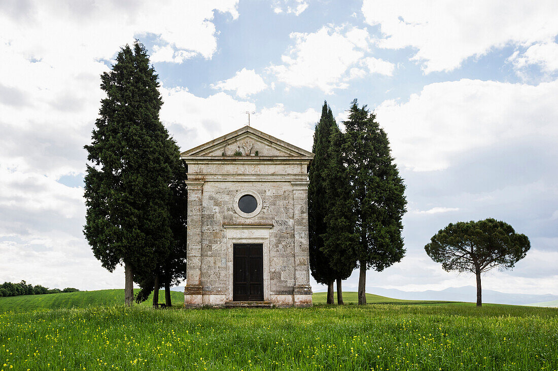 Vitaleta Kapelle, bei Pienza, Val d'Orcia, Provinz Siena, Toskana, Italien, UNESCO Welterbe