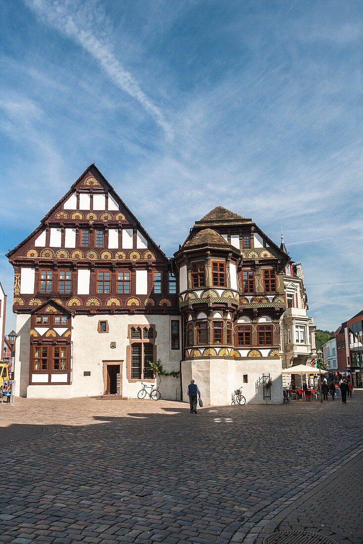Traditional timbered house in Hoexter, North Rhine-Westphalia, Germany, Europe