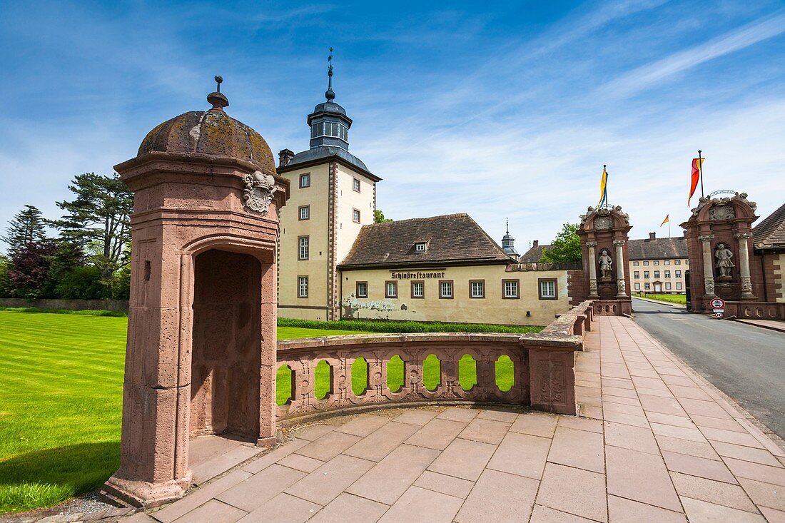 Former monastery of Corvey with guard post, Hoexter, North Rhine-Westphalia, Germany, Europe