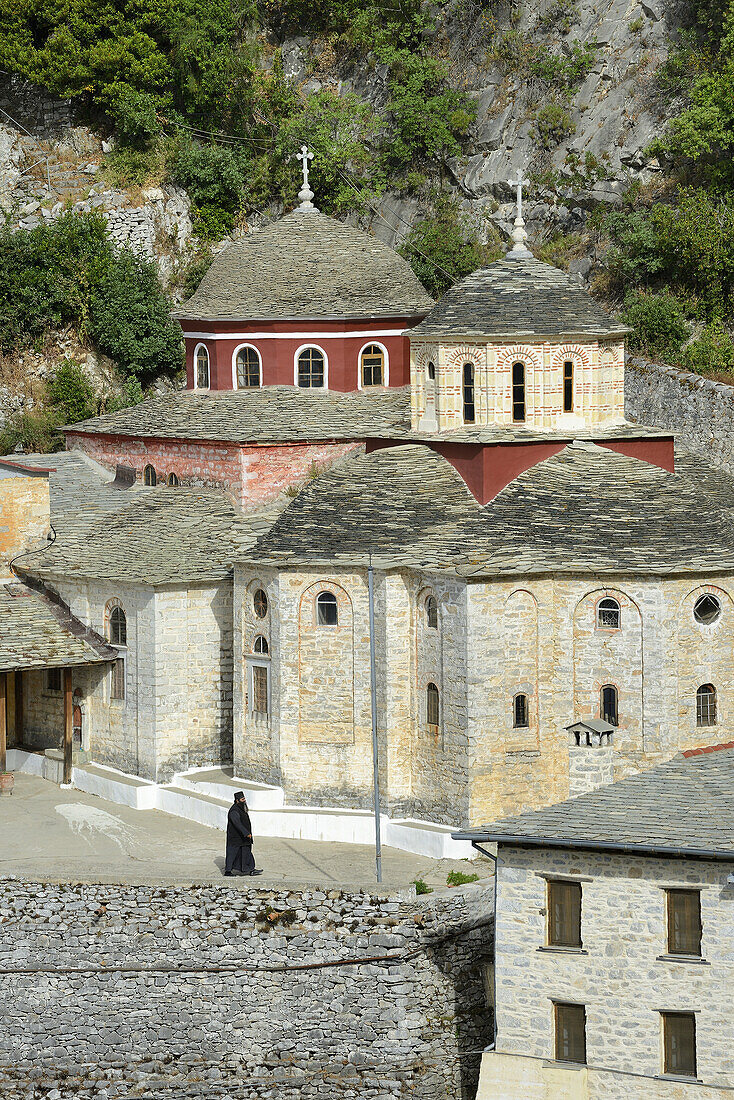 Greece, Chalkidiki, Mount Athos, World Heritage site, Skete (monastic settlement) of Kafsokalivia (Agias Triados).