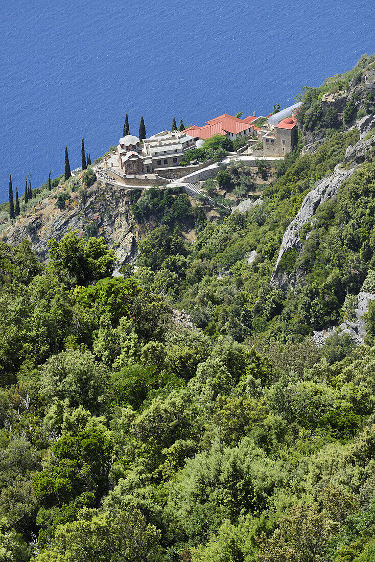 Greece, Chalkidiki, Mount Athos, World Heritage site, Monastic settlement near skete Aghia Annas.
