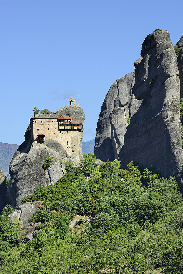 Greece, Thessaly, Meteora, World Heritage Site, Agios Nikolaos Anapafsas (St Nicholas Anapausas) monastery.