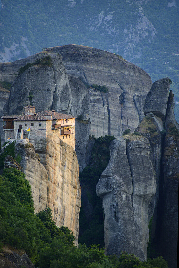 Greece, Thessaly, Meteora, World Heritage Site, Roussanou (Agia Barbara) nunnery.