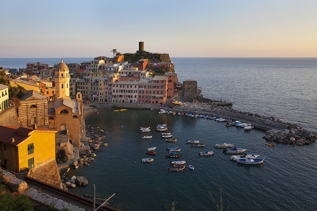 Vernazza at Sunset Cinque Terre Liguria Italy.