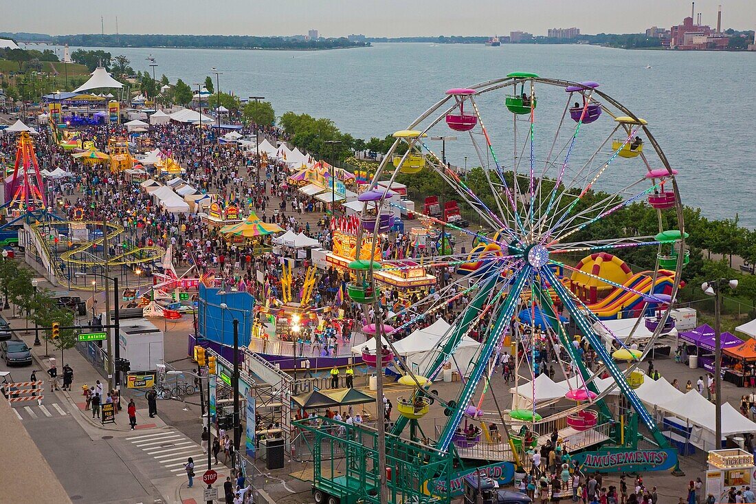 Detroit, Michigan - The Detroit River Days Festival, an annual festival of music, food, carnival rides, and other events along the Detroit riverfront.