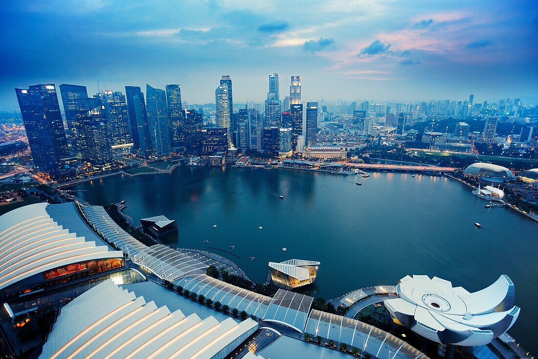 Elevated view of Marina Bay, Singapore.