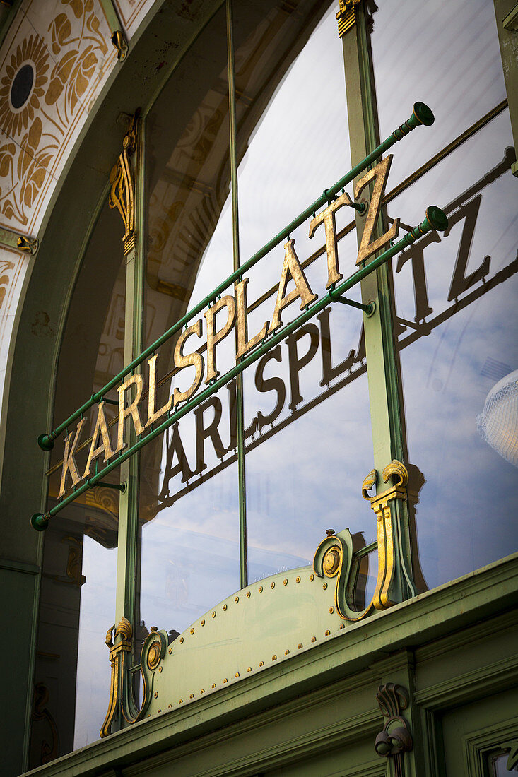 Otto Wagner´s Stadtbahn Pavilion in Karlplatz, Vienna, Austria.