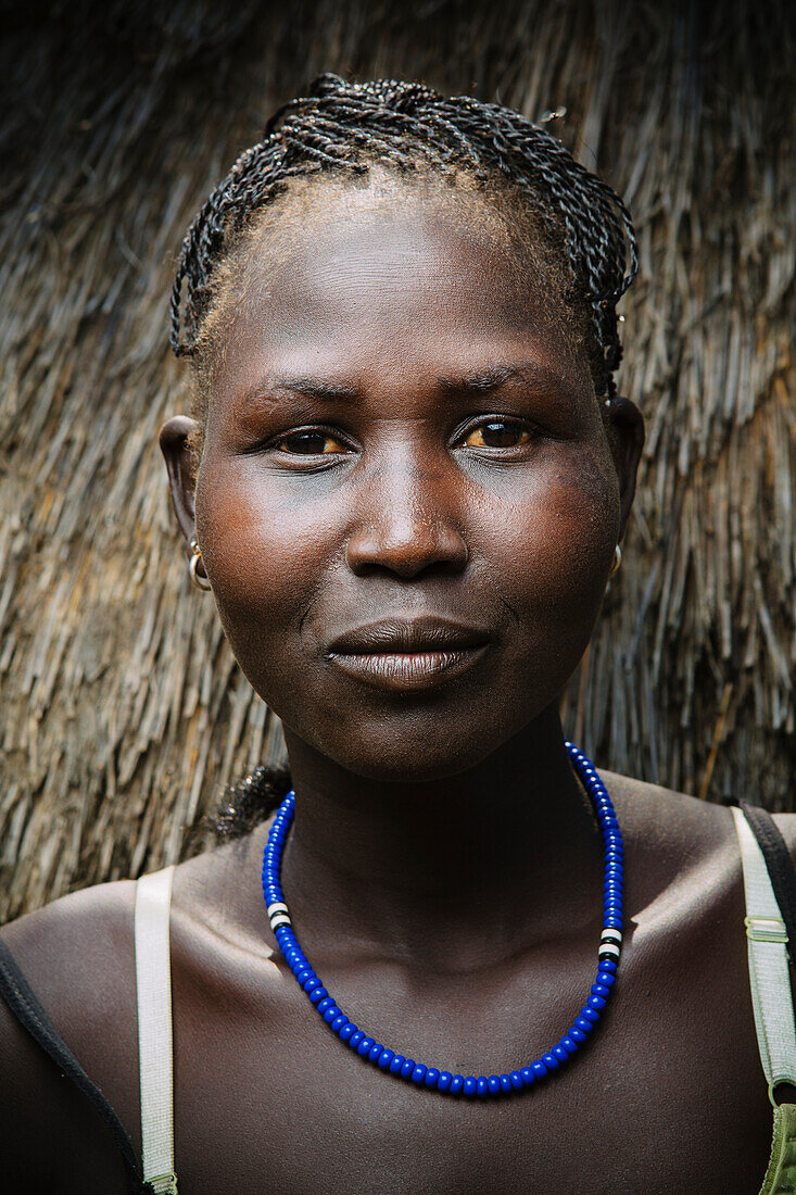 'Portrait of a young Nuer woman, Western Ethiopia; Ethiopia'