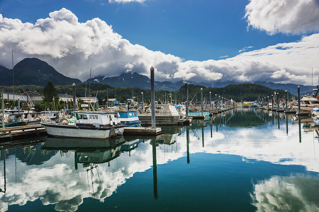 Cordova small boat harbor, Prince William Sound, Southcentral Alaska, USA.