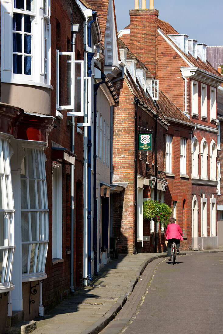 'Old houses along a street; Winchester, Hampshire, England'