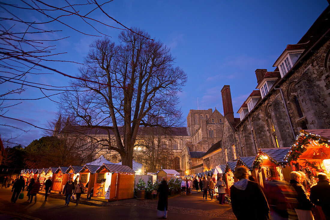 'Winchester Cathedral Christmas market; Winchester, Hampshire, England'