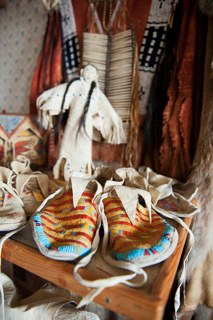 'Native American traditional clothing including shoes; Rossburn, Manitoba, Canada'