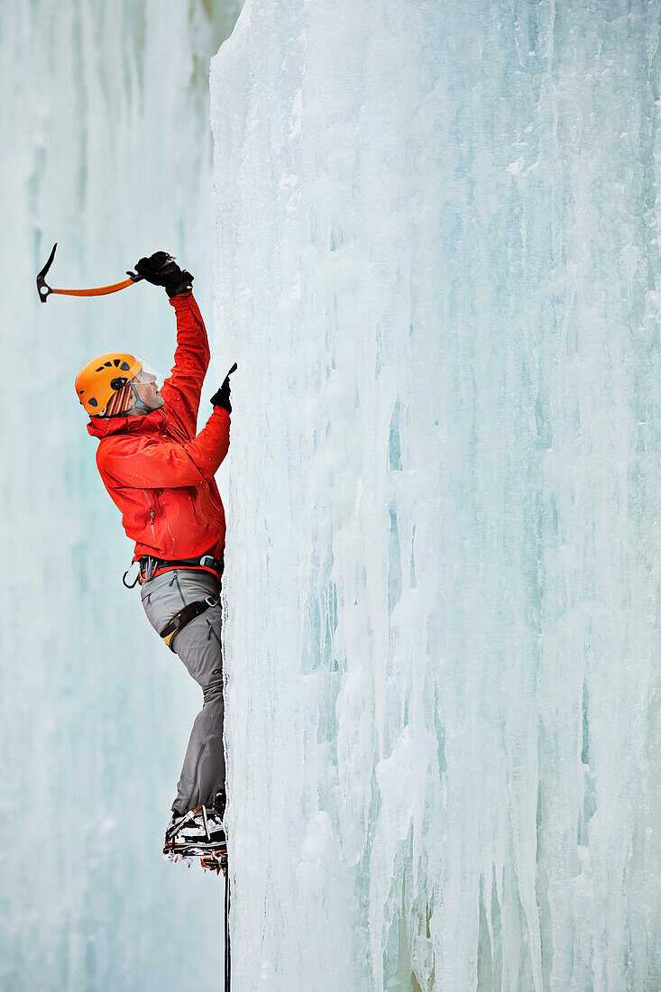 'Ice climbing; Saint Sylvere, Quebec, Canada'