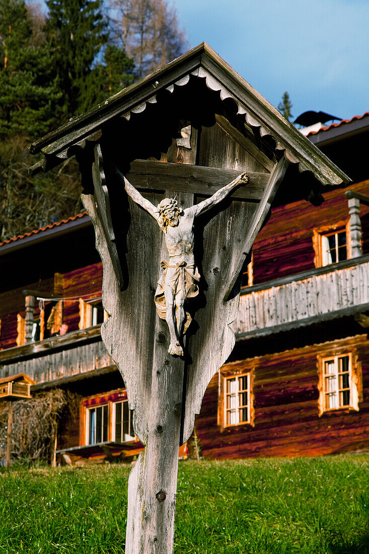 'Wooden carving of Christ on the cross; Brixlegg, Austria'
