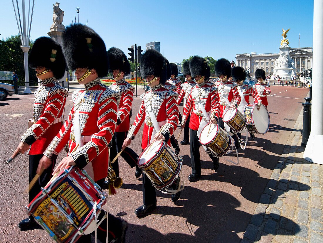 'Welsh Guards band on Mall; London, England'