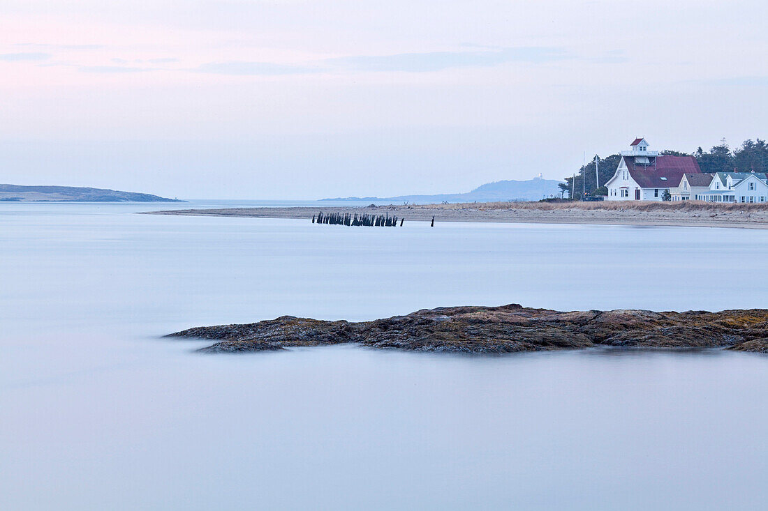 Popham Beach, Maine at dawn. Time exposure