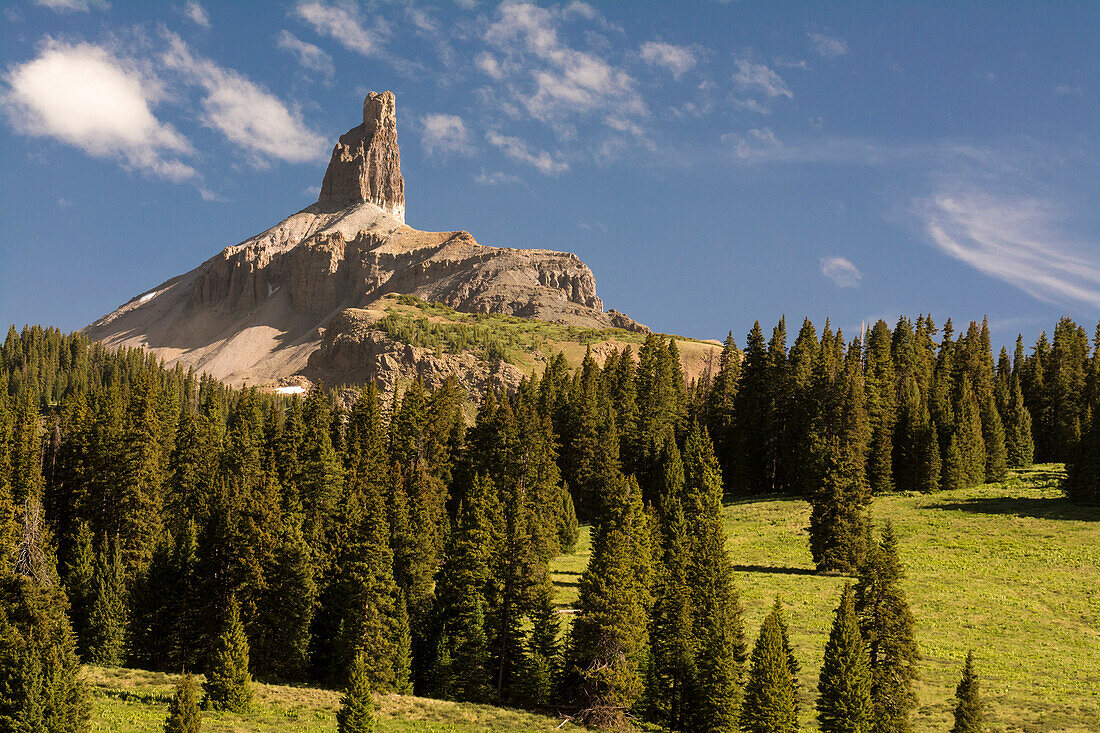 Lizard Head Peak, a conglomerate spire with an historically difficult summit to ascend, Lizard Head Wilderness, San Juan National Forest,  Tellluride, Colorado.