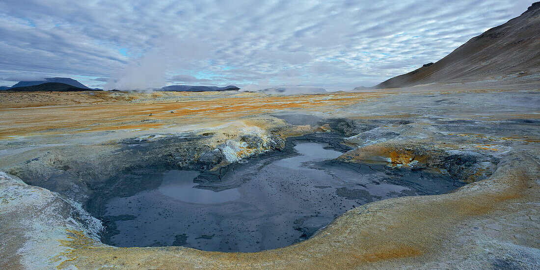 Geothermal hot spring at Namaskard, close to Lake Myvatn in north Iceland