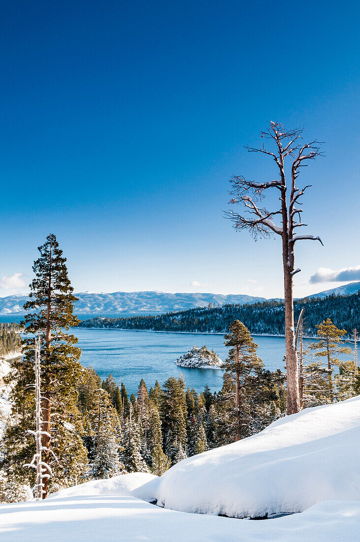 Emerald Bay and Fannette Island with fresh snow