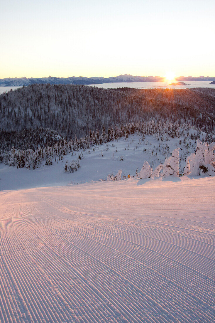 Sunrise above an inversion in Whitefish, Montana.