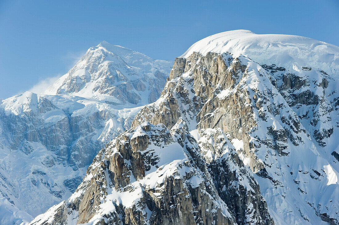 Aerial View Of The East Face Of Mt. Mckinley As Seen From Ruth Glacier Amphitheater, Alaska Range, Denali National Park And Preserve, Interior Alaska, Spring