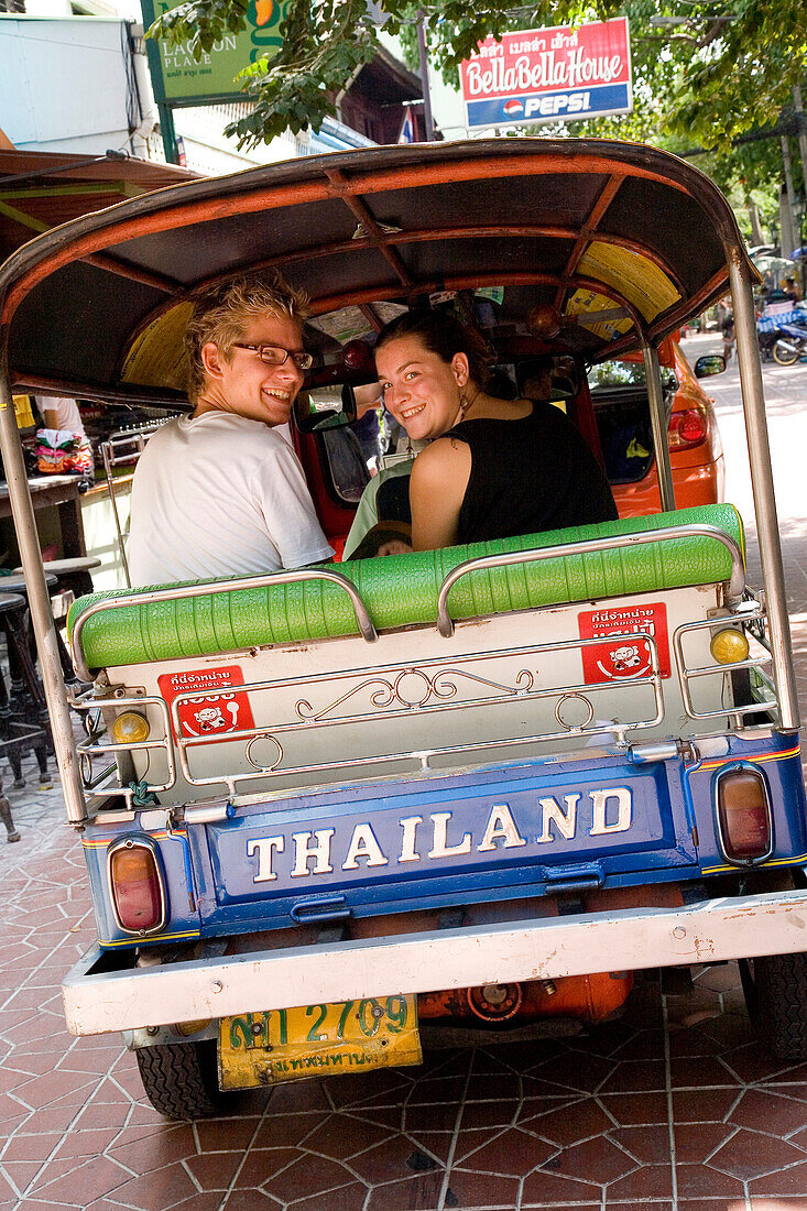Tourists On Tuk Tuk. Bangkok, Thailand