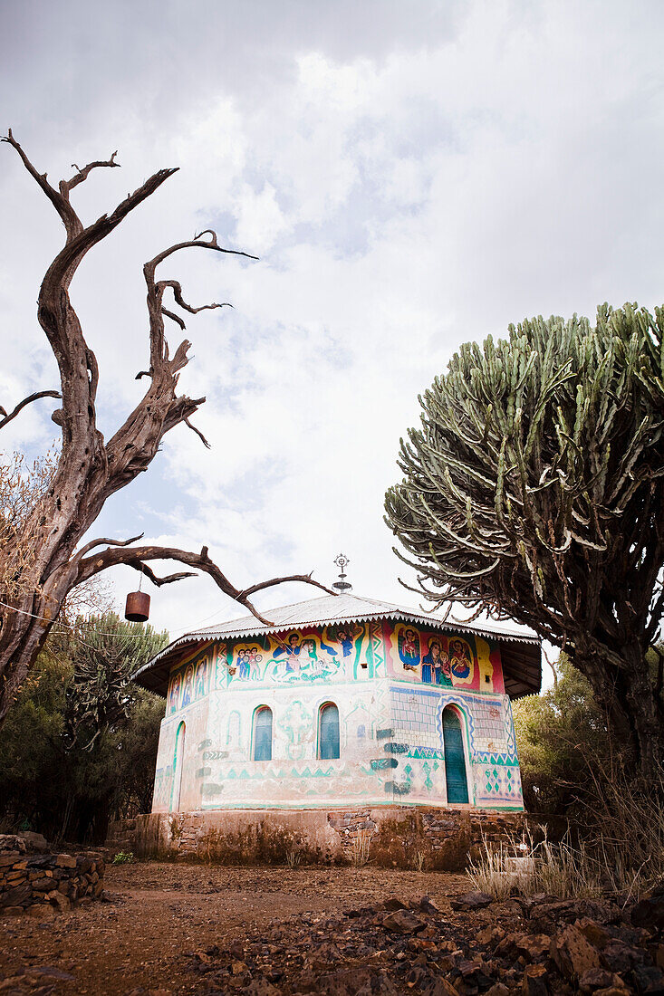 'Traditional style Northern Ethiopian church with ornate painted walls; Ethiopia'