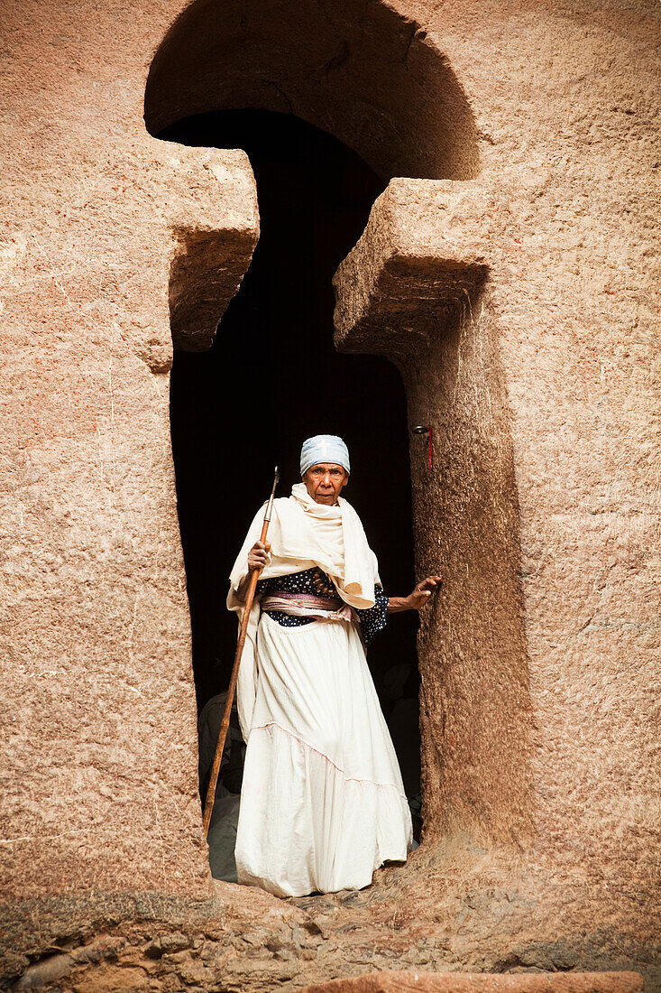 'Pilgrim at the Orthodox Easter celebrations; Lalibela, Ethiopia'