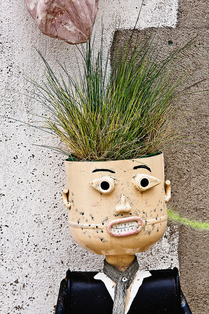 'A plant growing out of the head of a unique planter like a male figure; France'