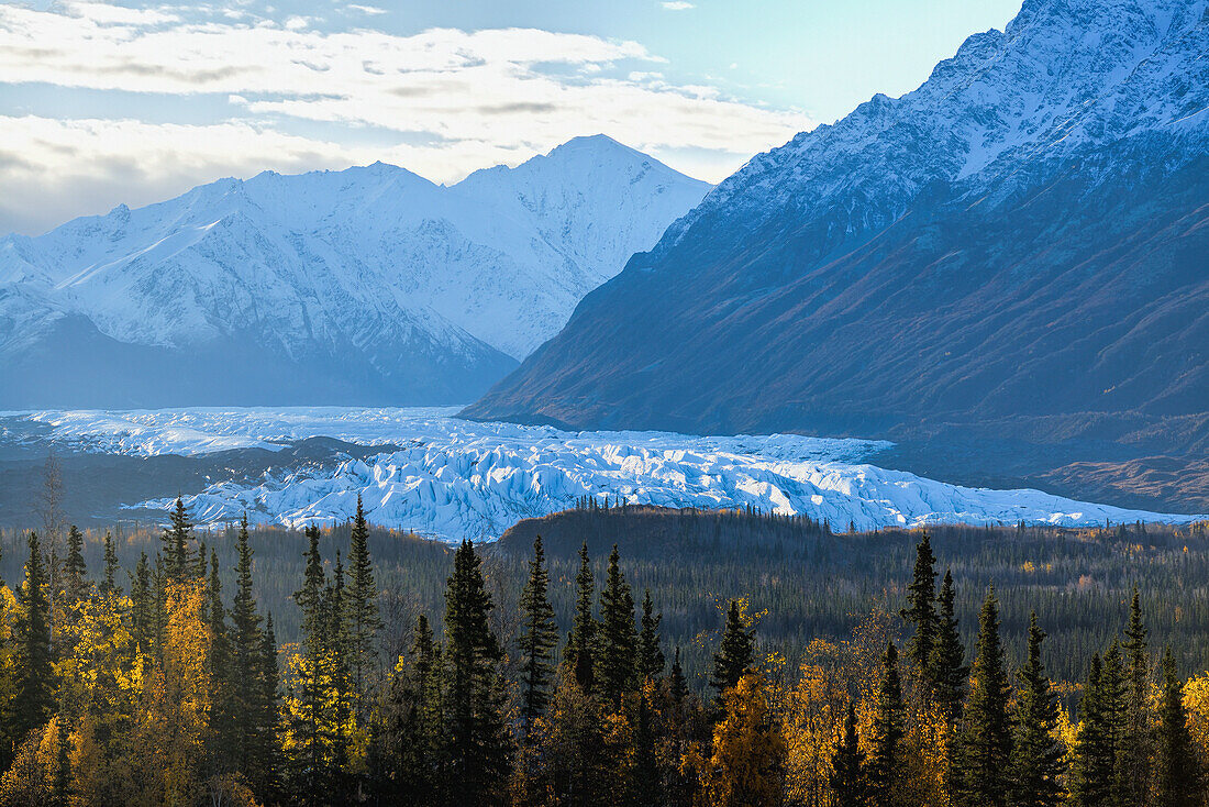 Scenic view of Matanuska Glacier on a Autumn morning, Matanuska-Susitna Valley, Southcentral Alaska
