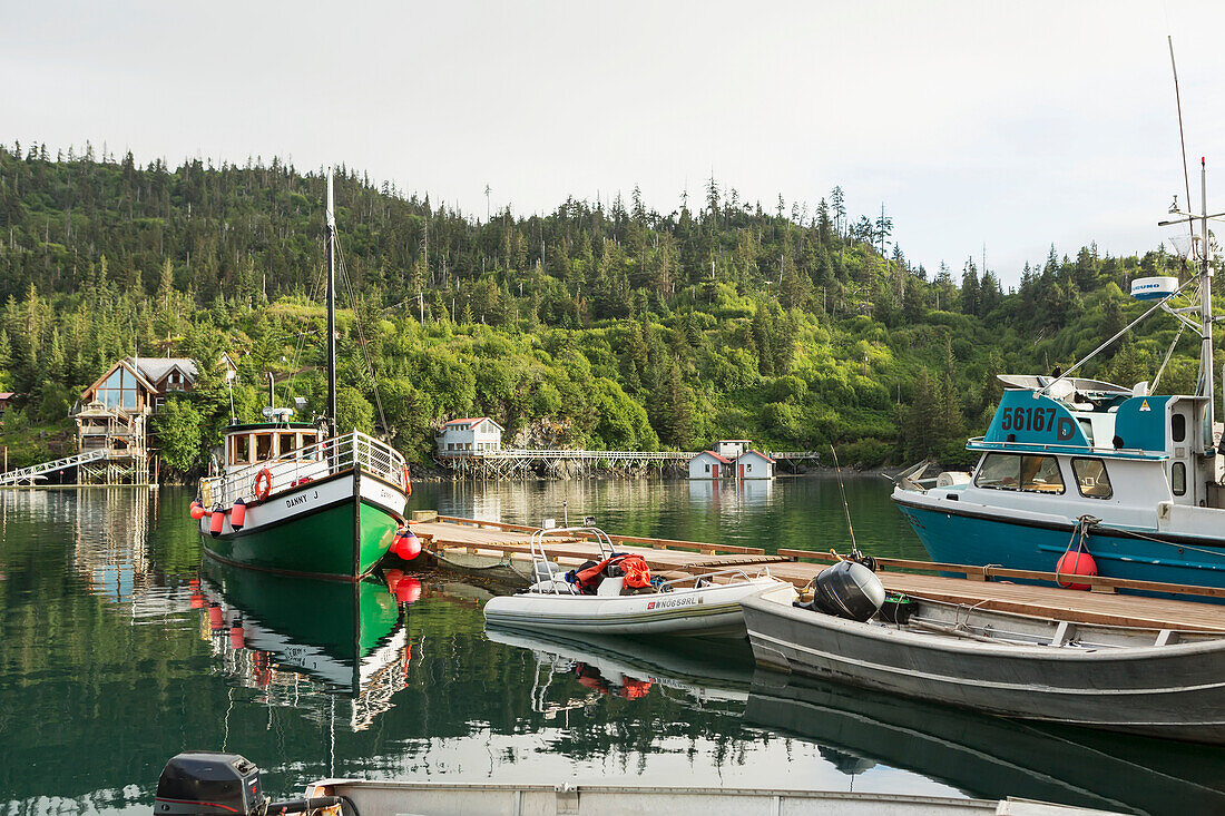 Kachemak Bay Ferry vessel, the Danny J transports visitors from Homer, Alaska to The Saltry Restaurant in Halibut Cove, Kachemak Bay, Southcentral Alaska.