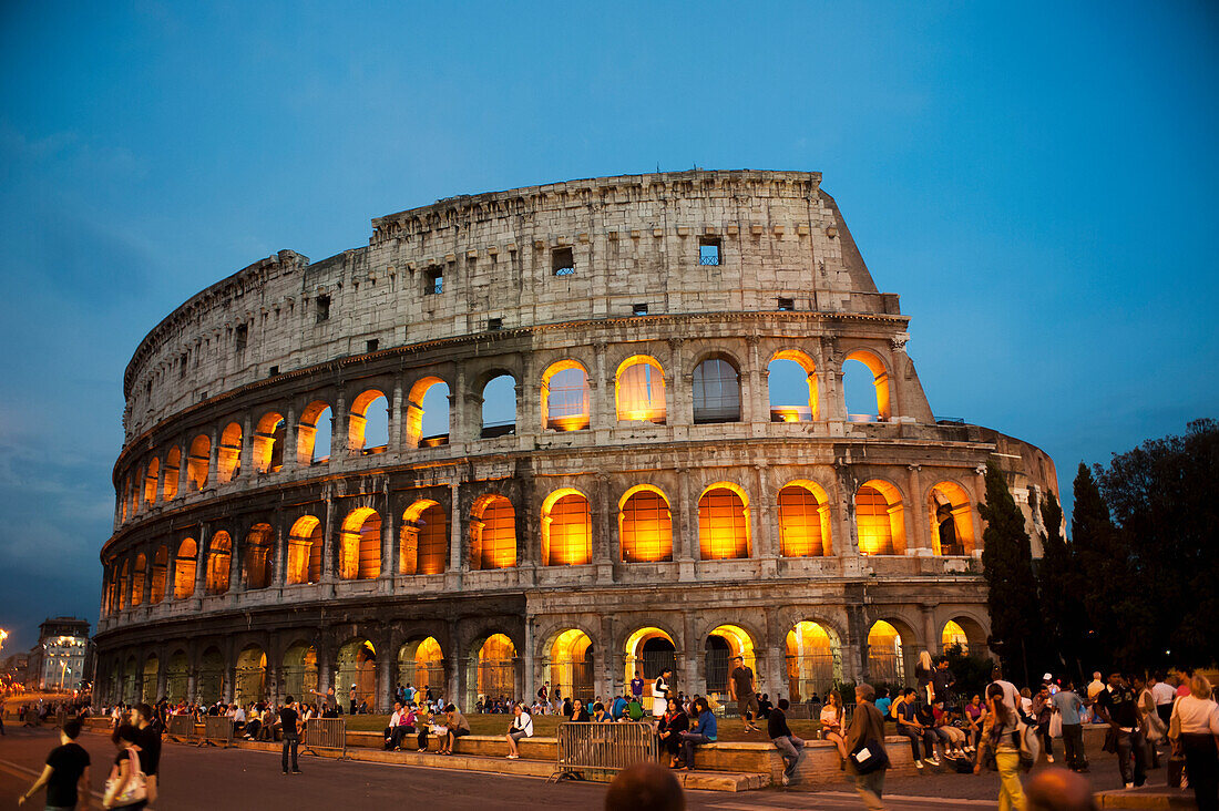 'The Roman Coliseum during a warm spring sunset; Rome, Italy'