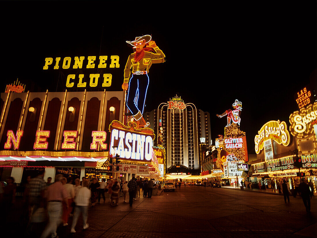 Nevada, Las Vegas, Illuminated Downtown Casinos, 1995