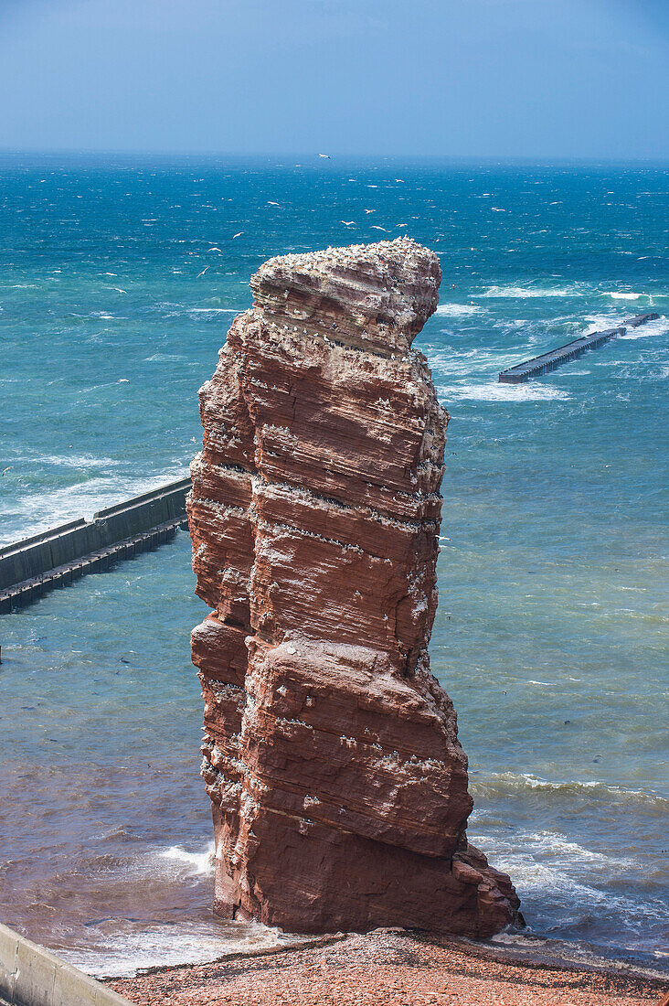 Lange Anna (Long Anna) free standing rock column in Heligoland, small German archipelago in the North Sea, Germany, Europe