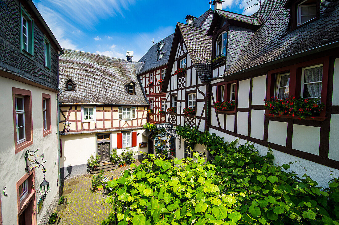 Half timbered houses in Beilstein, Moselle Valley, Rhineland-Palatinate, Germany, Europe