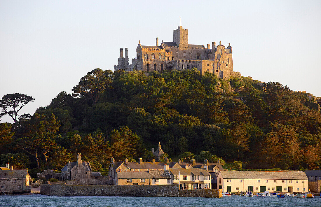 St. Michaels Mount, cut off from Marazion at high tide, Cornwall, England, United Kingdom, Europe