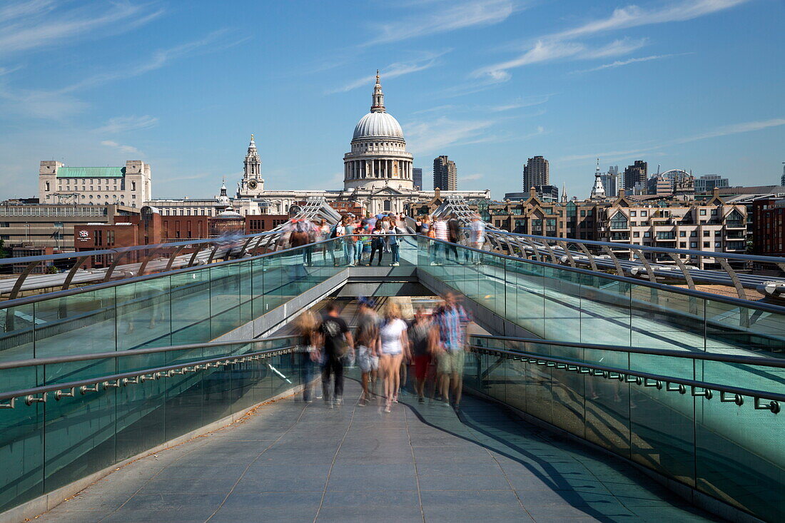 Millennium Bridge and St. Paul's Cathedral, London, England, United Kingdom, Europe