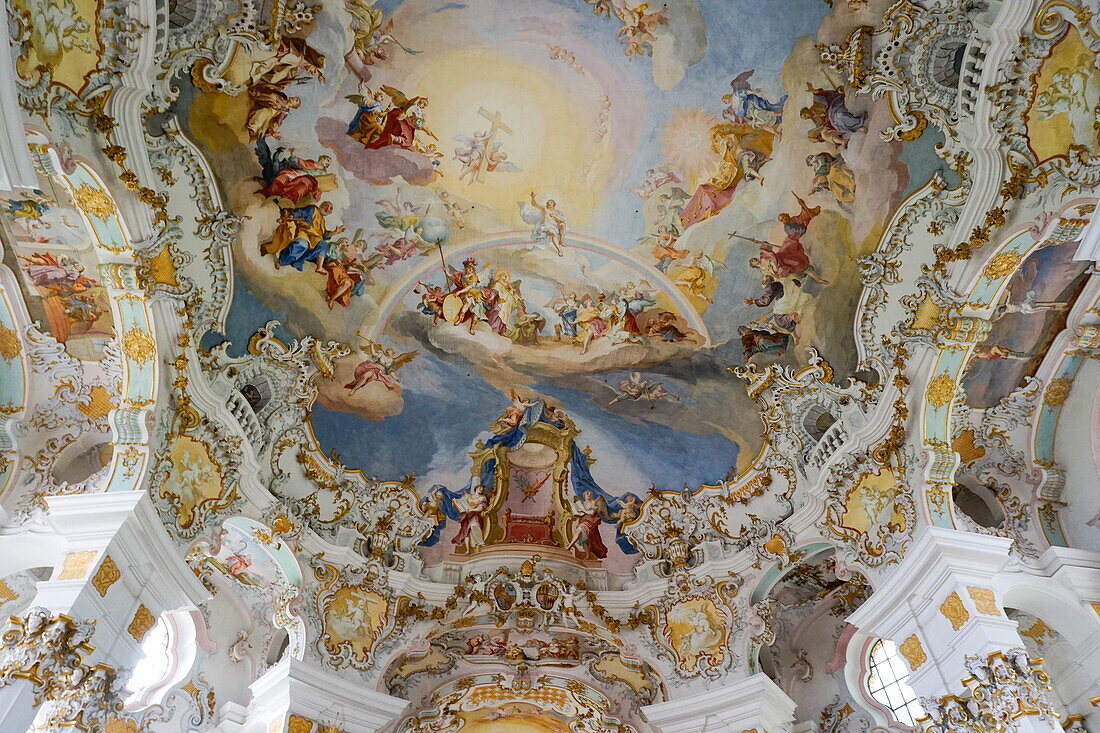 The Weiskirche (White Church), UNESCO World Heritage Site, near Fussen, Bavaria, Germany, Europe
