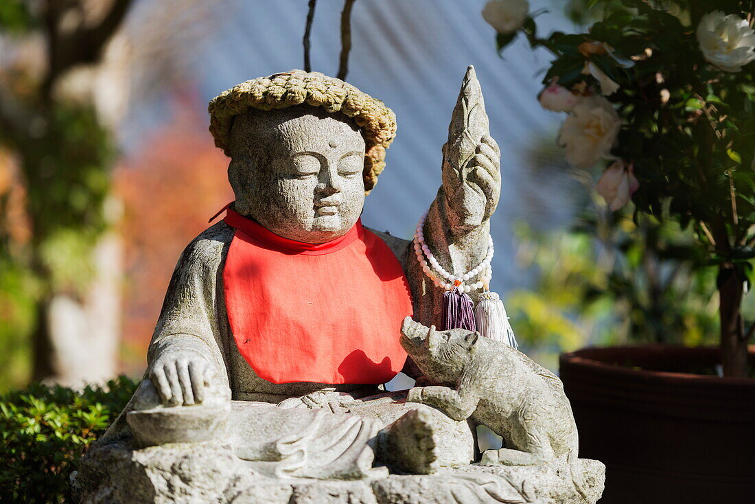 Statue in Daisho-in Buddhist temple, Miyajima Island, Hiroshima Prefecture, Honshu, Japan, Asia